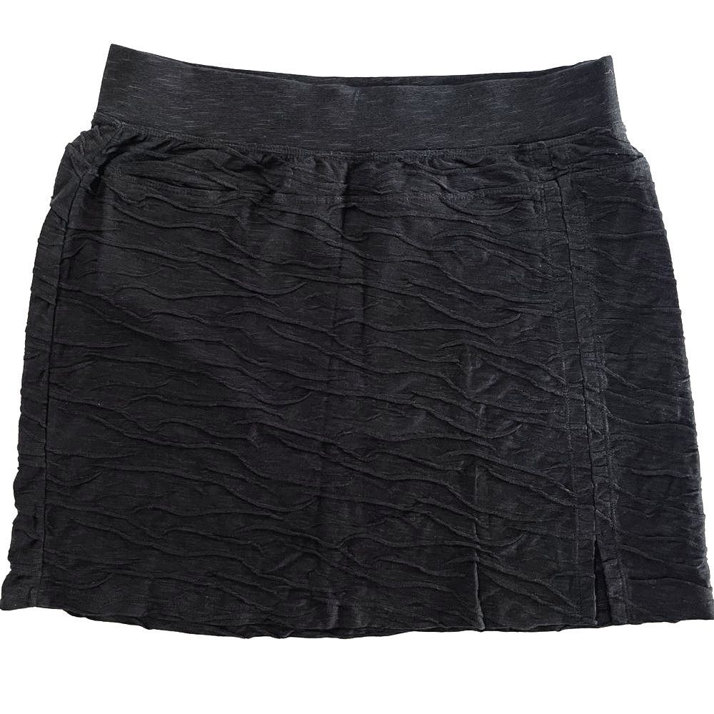 Toad&Co Black Textured Organic Cotton Skirt with Side Slit, Size Medium